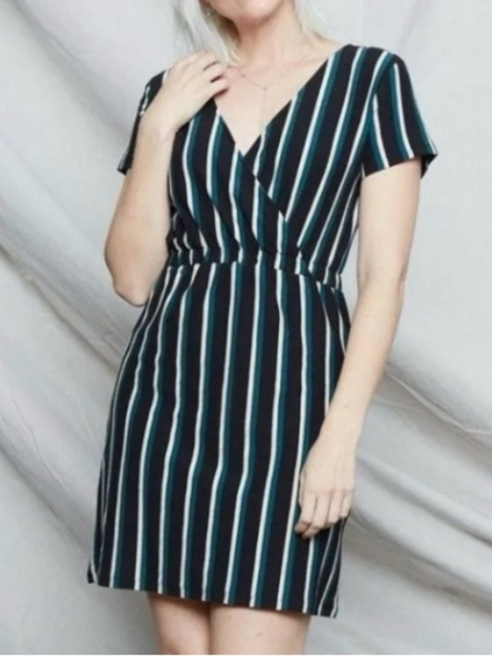 Natural by Known Supply Juniper Mini Dress Black Deep Jade Organic Cotton Small